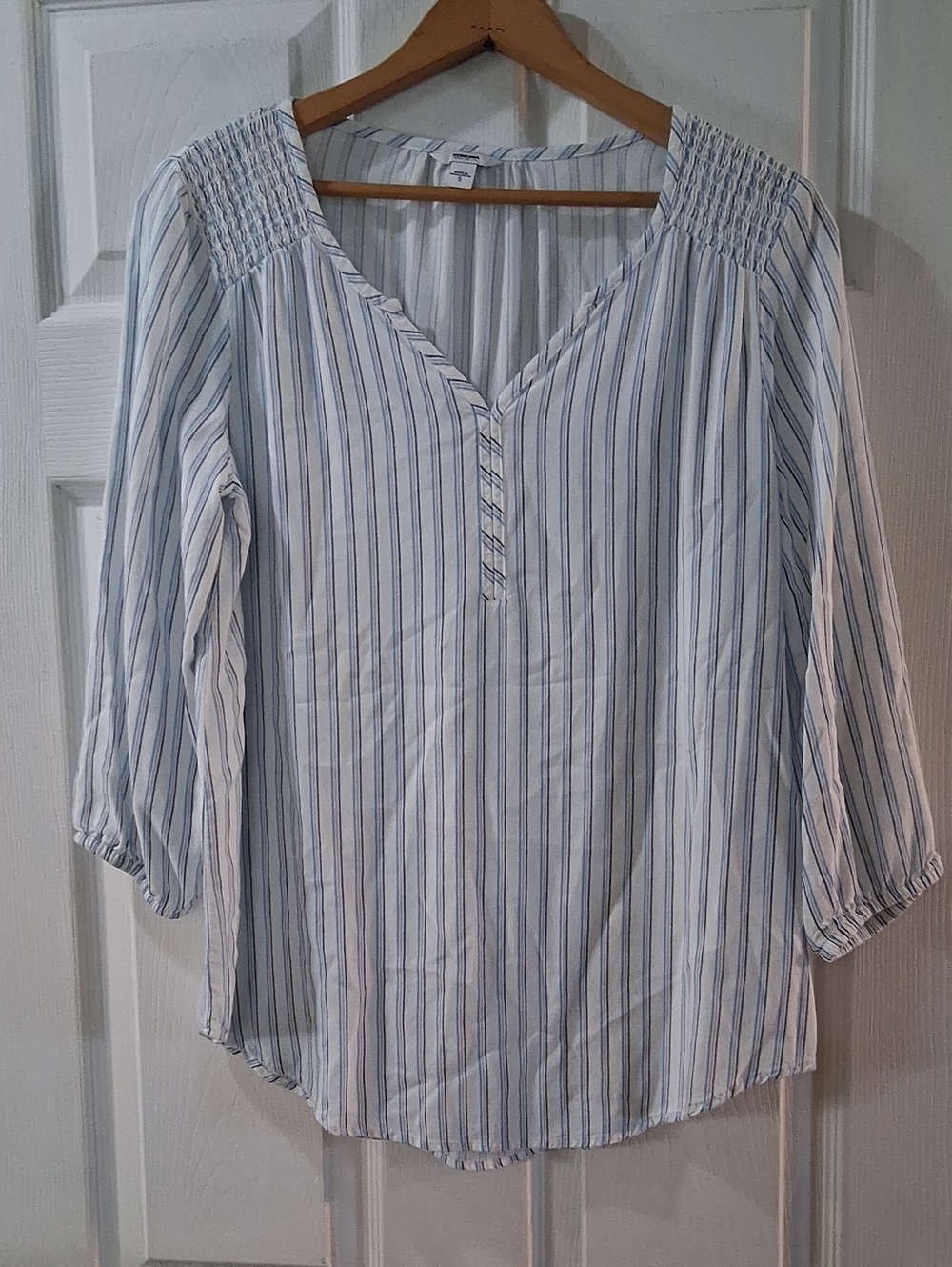 Sonoma Blue and White Striped V-Neck Tunic